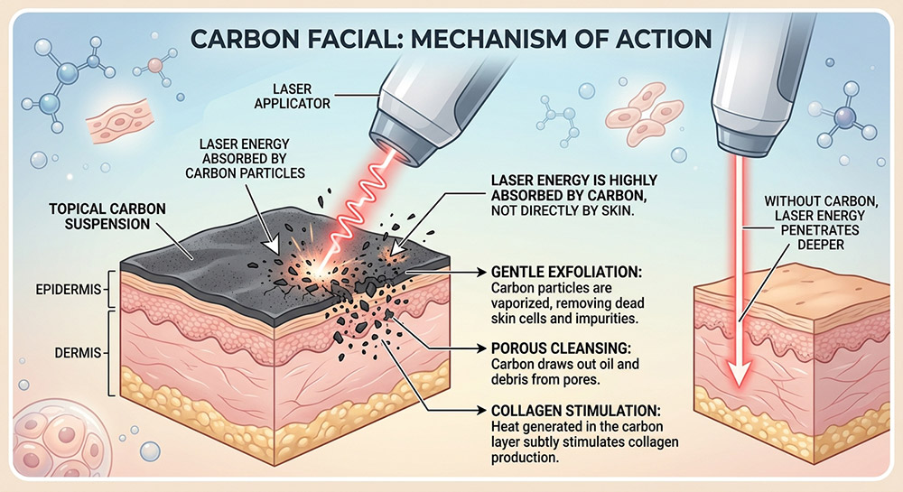 carbon laser facial, carbon facial procedure, carbon peel process